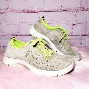 Dansko Neon Green and Grey Suede Elise Sneaker